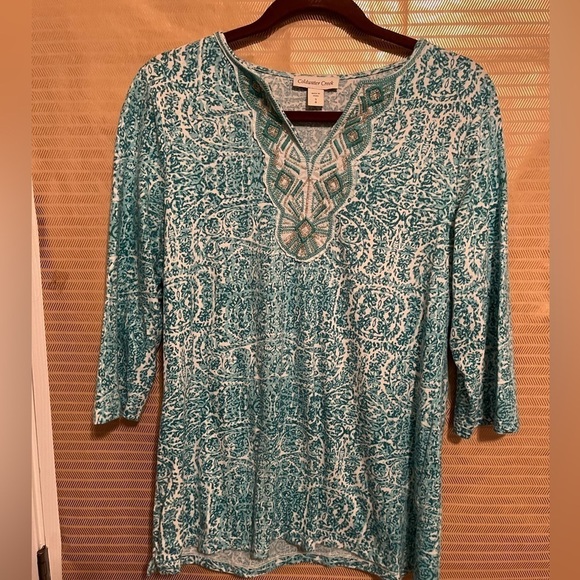 COLDWATER CREEK~TEAL BLOUSE~8-10 - Picture 1 of 5